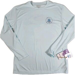 Denali Mens M Light Blue Long Sleeve Performance Shirt Hoss Anchor UV Prot NWT